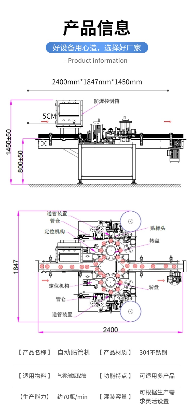防爆双路贴管机、气雾剂小红管粘管机cad设计图